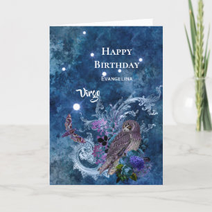 Carte Boho Blue Zodiac Virgo Constellation Anniversaire