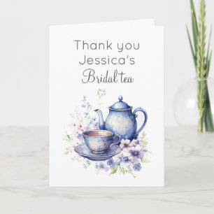Carte Boho Bridal Tea Blue Floral Fête des mariées Vinta