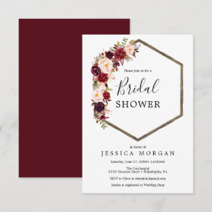 Carte Boho Burgundy Bridal Shower Invitation
