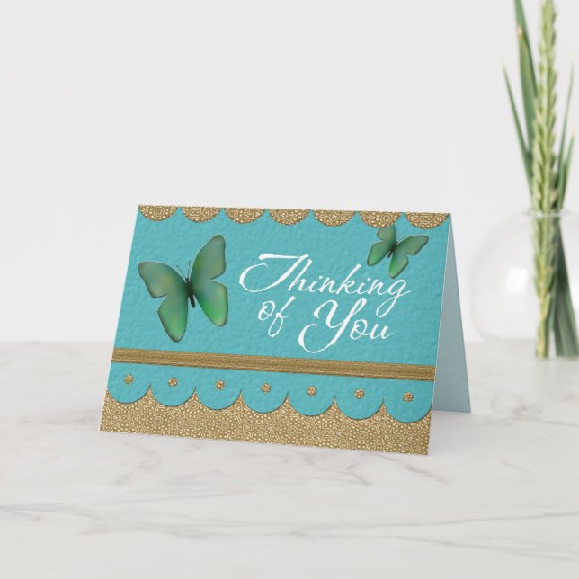 Carte Boho Butterfly Penser de vous fait main Look Note (Devant)