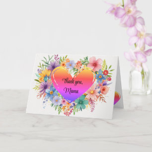 Carte Boho, Chic, Fleurs Aquarelle Fête des Mères