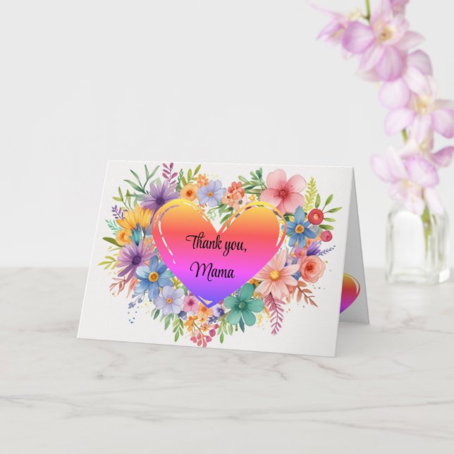 Carte Boho, Chic, Fleurs Aquarelle Fête des Mères (Orchidée)