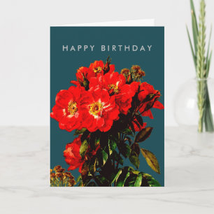 Carte Boho Chic Joyeux anniversaire Red Roses Bouquet