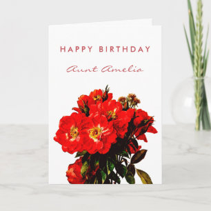 Carte Boho Chic Joyeux anniversaire Red Roses Bouquet Ta