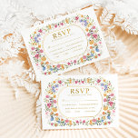 Carte Boho coloré Fleur sauvage Jardin mariage RSVP cart<br><div class="desc">Impressionnez vos invités avec ce design élégant mais gai avec des fleurs sauvages d'aquarelle colorés mélangés avec le feuillage verdoyant. Utilisez les champs de texte pour personnaliser la carte avec votre propre libellé et détails. Si vous souhaitez modifier le style de police, la couleur ou le placement du texte, cliquez...</div>