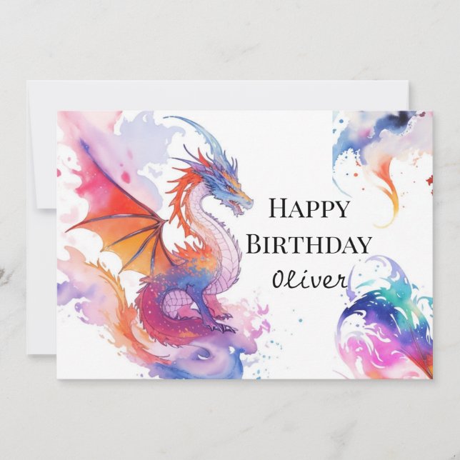 Carte Boho Digital Dragon Anniversaire (Devant)