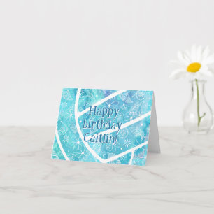 Carte boho doodle floral turquoise volleyball anniversai