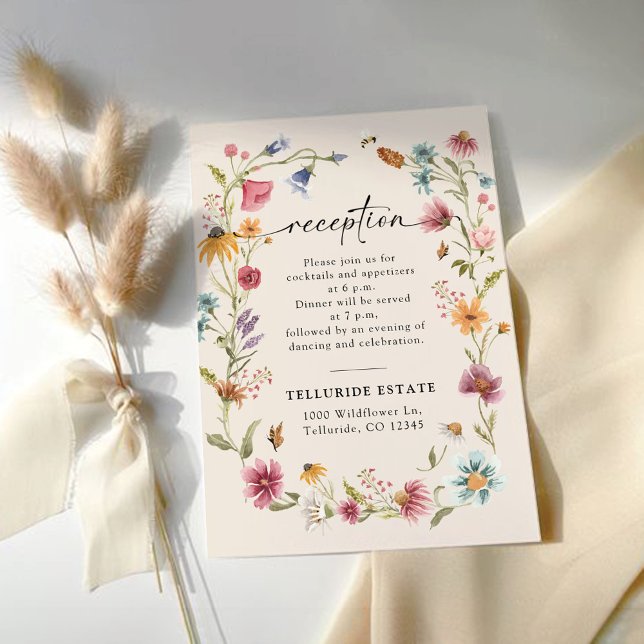 Carte Boho Fleur sauvage Mariage Réception (Créateur téléchargé)