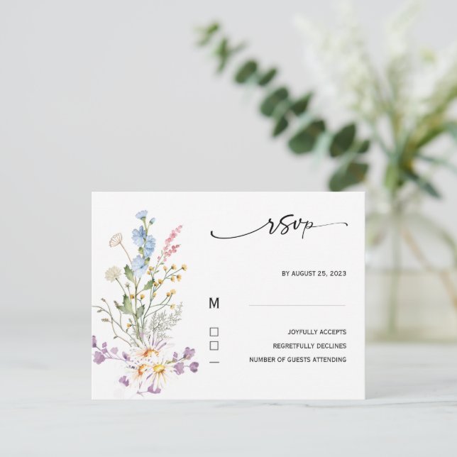 Carte Boho Fleur sauvage Rsvp (Debout devant)