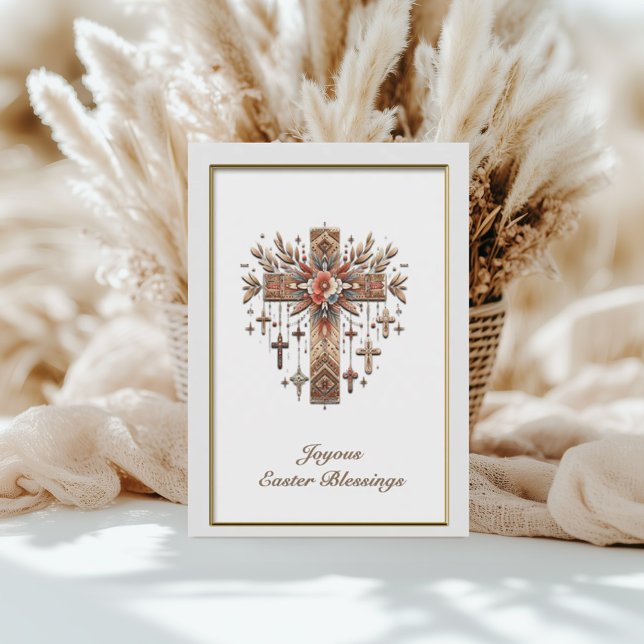 Carte Boho Floral Croix de Pâques (Créateur téléchargé)