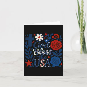 Carte Boho Floral Dieu Bénit Les Etats-Unis 4 juillet Fl