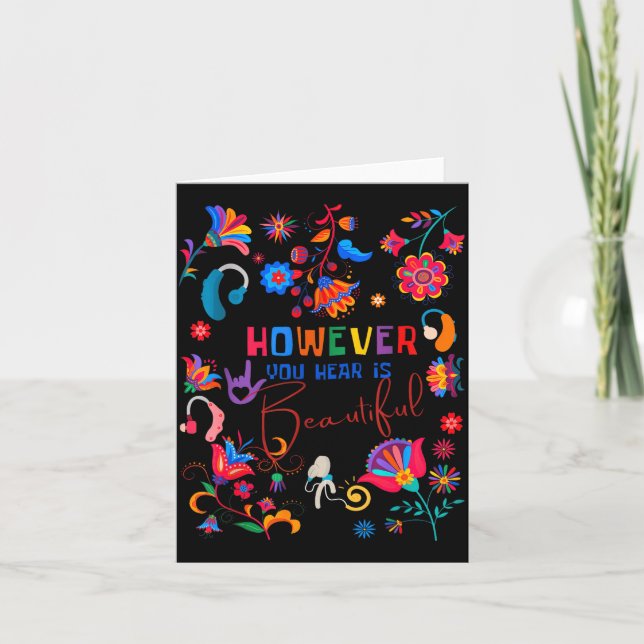 Carte Boho Floral However You Hear Is Beautiful Asl Deaf (Devant)