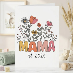 Carte Boho Floral Maman Est Année Fleur Sauvage Calligra