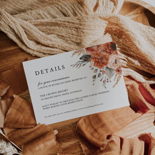 Carte Boho Floral Mariage Détails | Insertion Invi (Créateur téléchargé)