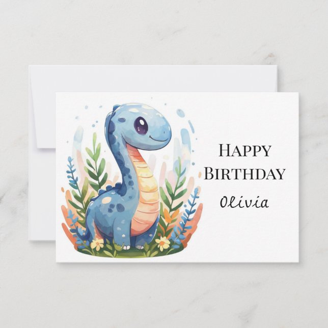 Carte Boho Happy Dino Anniversaire (Devant)