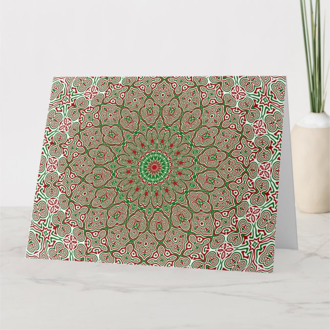 Carte Boho Hippie Funky Trippy Orné Mandala de Noël  (Devant)