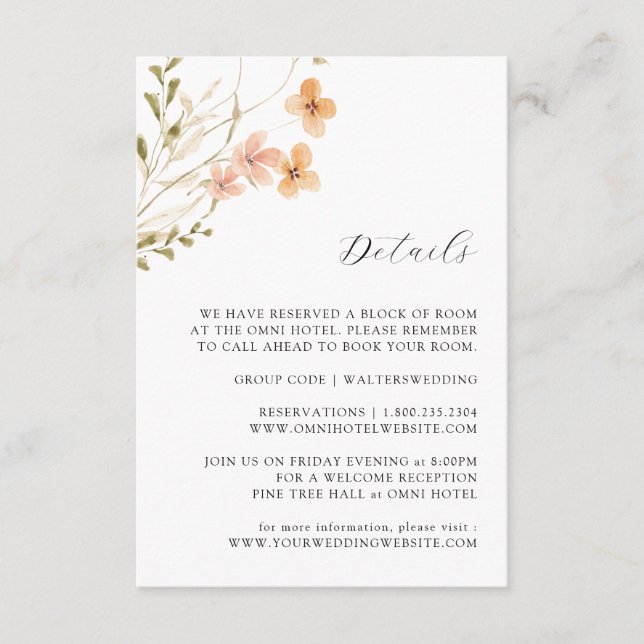 Carte Boho Mariage Fleur sauvage (Devant)