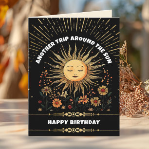 Carte Boho Mystical Sun Anniversaire