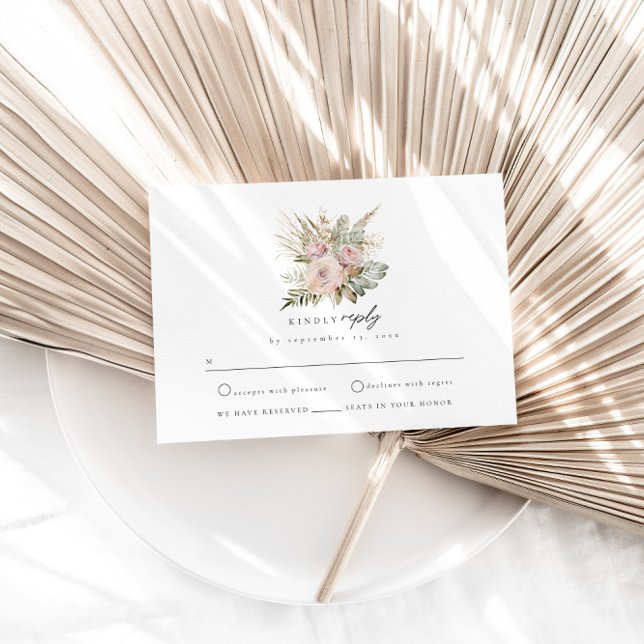 Carte Boho Pampas Dusty Rose RSVP (Créateur téléchargé)