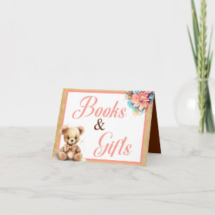 Carte Boho Pink Bear Baby showers Livres et Cadeaux