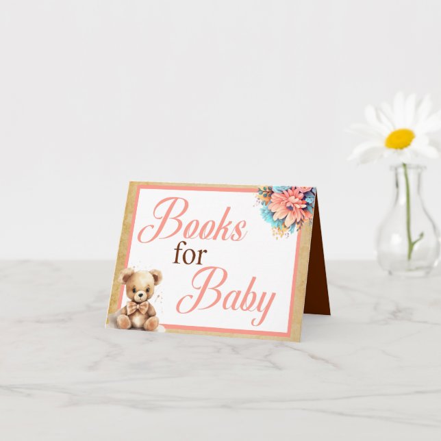 Carte Boho Pink Bear Baby showers Livres pour Baby Card (Petite plante)
