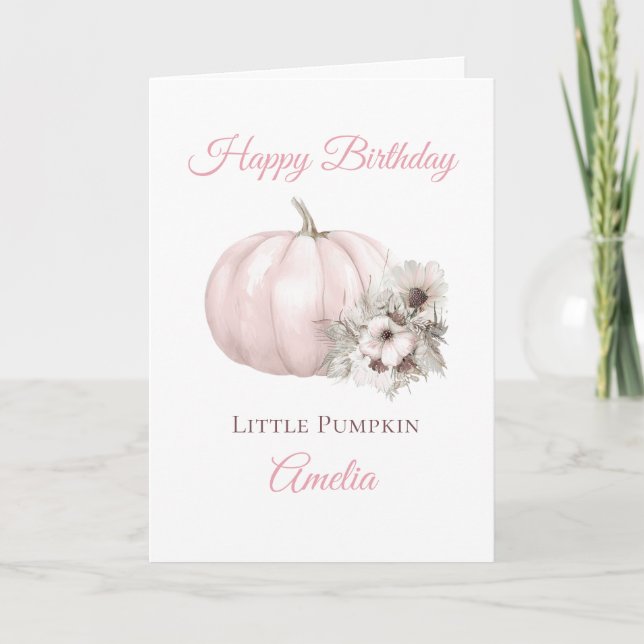 Carte Boho Pink Pumpkin 1er Anniversaire (Devant)