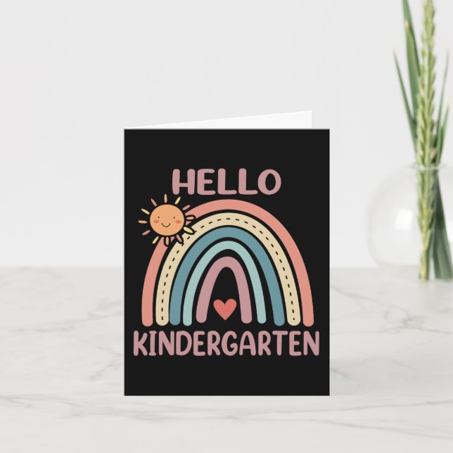 Carte Boho Rainbow Heart For Teachers Women Hello Kinder (Devant)