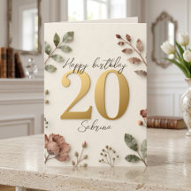 Boho Rose Poussiéreuse Floral Or 20e Anniversaire