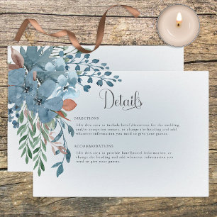 Carte Boho Rust & Blue Floral Mariage Détails