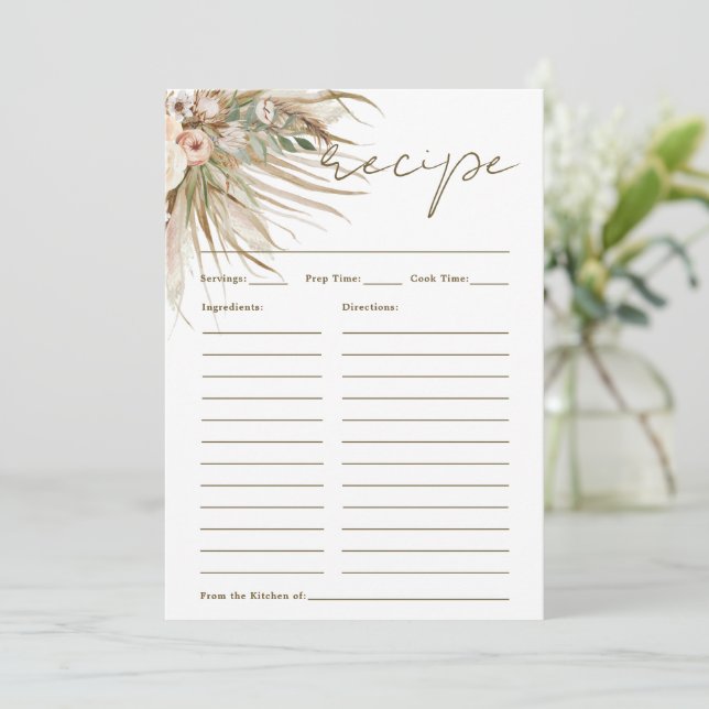 Carte Boho Rustic Pampas Grass Floral Apporter Rec (Debout devant)