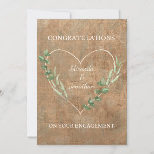 Carte Boho Sage Green Botanical Heart Fiançailles 