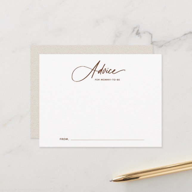 Carte Boho Script Baby shower Conseils (Devant/Arrière en situation)