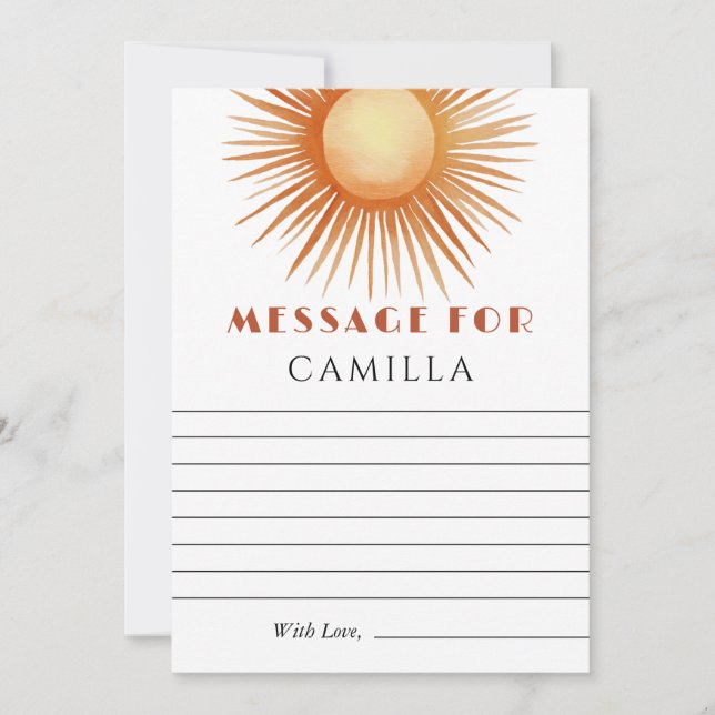 Carte Boho Sun 1er Anniversaire Heure Capsule Note (Devant)