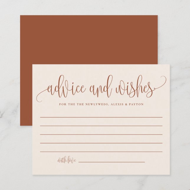 Carte Boho Terracotta Calligraphie Conseils et sou (Devant / Derrière)