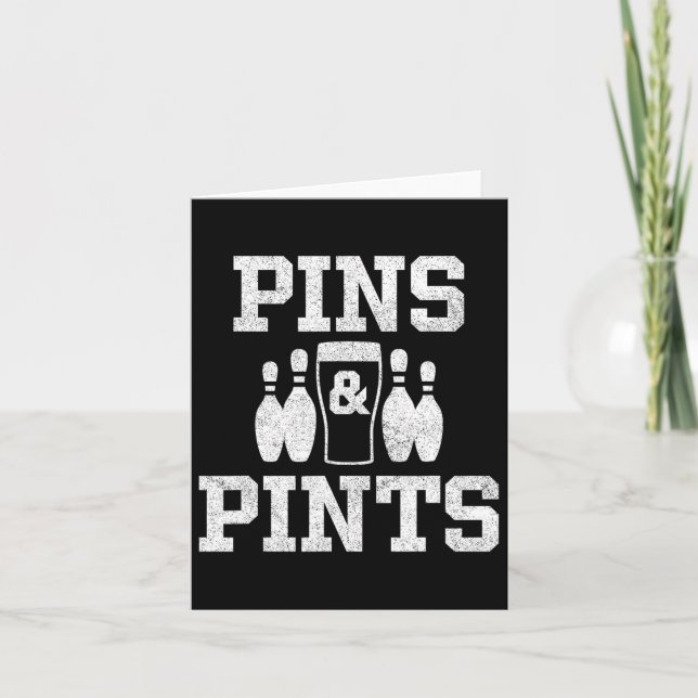 Carte Boire De La Bière De Bowling Drôle Pins Et Pintes  (Devant)