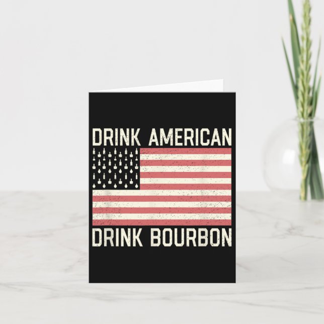 Carte Boire des bouteilles de bourbon américain drapeau  (Devant)