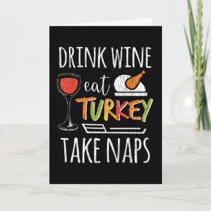 Carte Boire du vin manger de la dinde Famille Adultes Ac