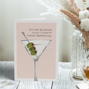 Carte Boire seul Salutation amusante de distanciation