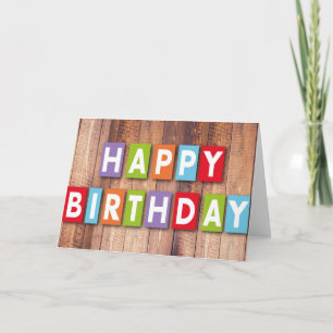 Carte Bois coloré désir d'anniversaire