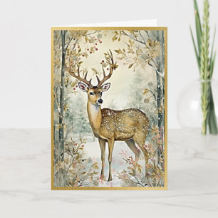 Carte Bois majestueux aux cerfs dorés