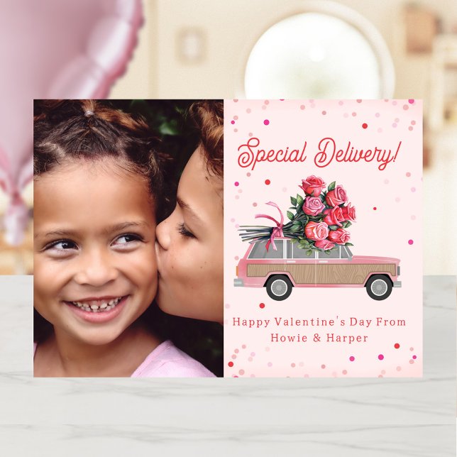 Carte Bois SUV Rose photo Valentine (Créateur téléchargé)
