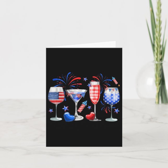 Carte Boisson à drapeau Peace 4 juillet (Devant)