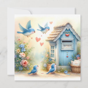 Carte Boîte aux lettres Bleue de l'Amour Cottagecore