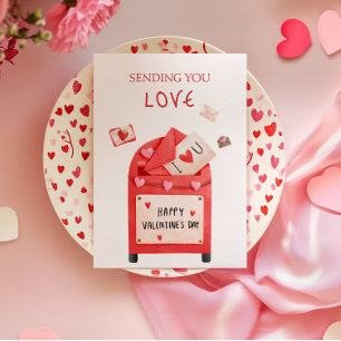 Carte Boîte aux lettres mignonne Joyuse Saint-Valentin