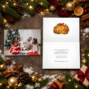 Carte Boîte cadeau de Noël photo cosy Chat orange Rétro