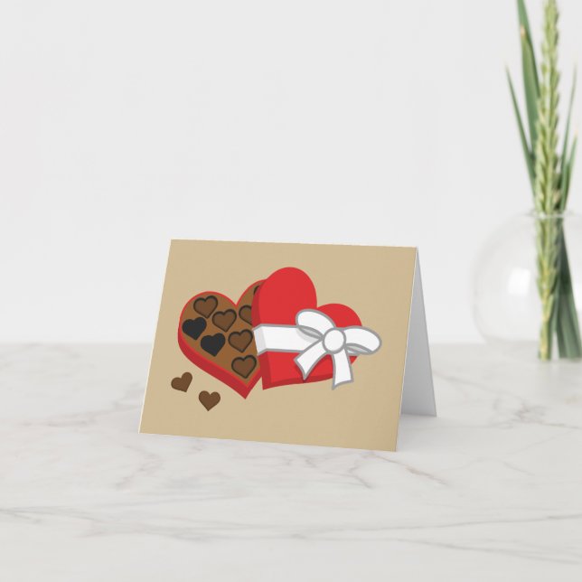 Carte Boîte de chocolats en forme de cœur - Saint-Valent (Devant)
