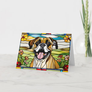 Carte Boîte de vitrail mignon Boxer