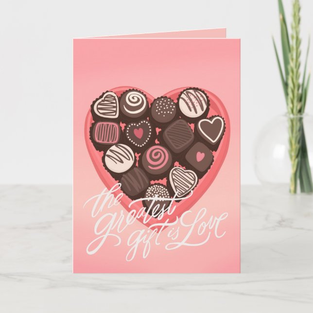 Carte Boîte en forme de coeur de chocolats Valentines sa (Devant)