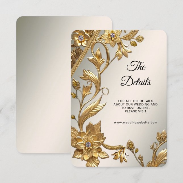 Carte Boîtier de détails Floral Feuille Golden Wav (Devant / Derrière)