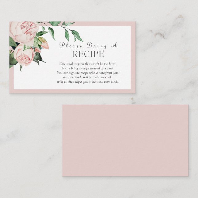 Carte Boîtier de Recette Peony Blush (Devant / Derrière)